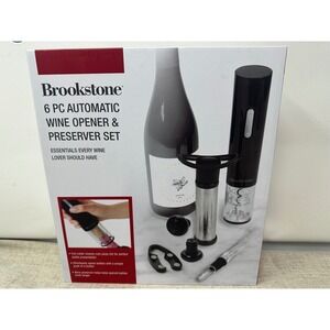 Brookstone 6 Piece Automatic Wine Opener Preserver Cordless Electric Foil Cutter